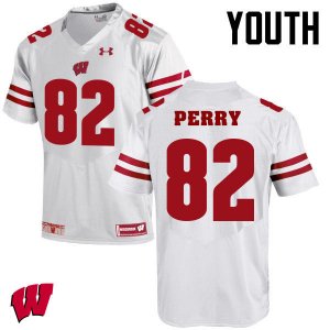 Youth Wisconsin Badgers NCAA #82 Emmet Perry White Authentic Under Armour Stitched College Football Jersey AM31V75DP